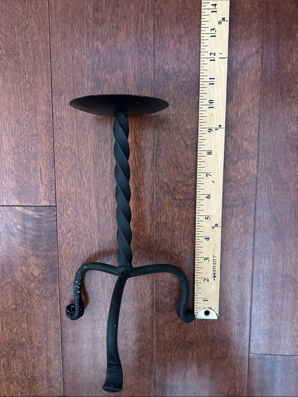 Tuscan Mom Rustic Twisted Metal Candle Holders - Black, Set of 3